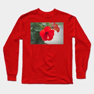 Red Dancing Hibiscus Long Sleeve T-Shirt